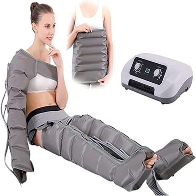 6 Chamber Lymph Drainage Leg Massager, Electric Leg Air Compression Massager For Circulation Of Arms Legs Waist, Wrapping Ankles And Calf Massage Machine For Pain Relaxation ( Color : Grey , Size : Ma