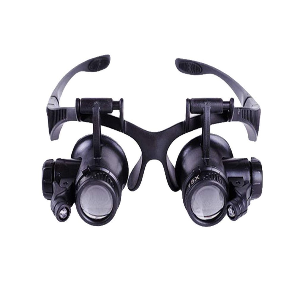 Head Mounted Repair Magnifier Visually impaired Assistance - 25X Headset Eyes with LED Lights Jewelry Magnifier HD Lens Watch Repair Jade Repair Lighting Glass Magnifier Lucky Star