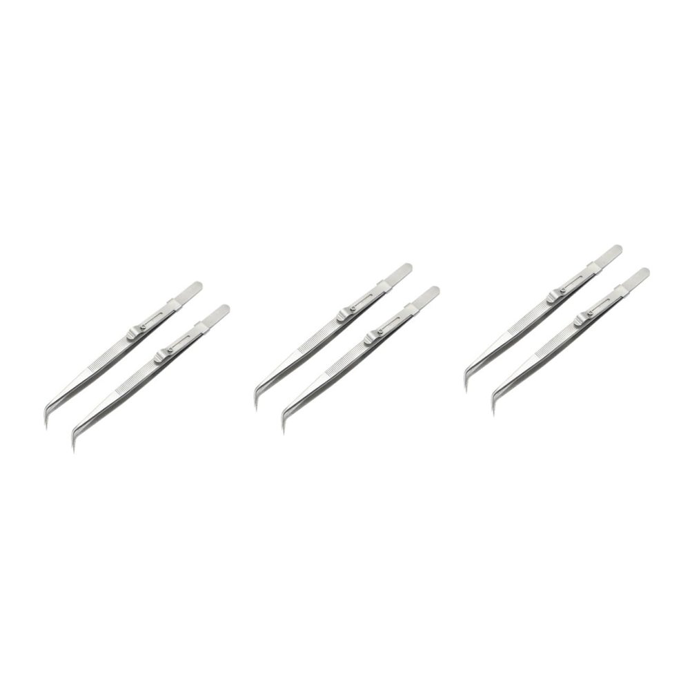 Angoily 6pcs Professional Steel Elbow Tweezers Set for Jewelry Repair and DIY Craft Projects Multifunctional Pointed Tweezers Kit