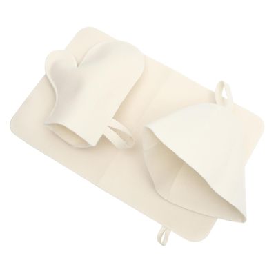 BESPORTBLE 1set Sauna Cap Women Sauna Hat Mitten Mat Comfortable Felt for Extended Use for
