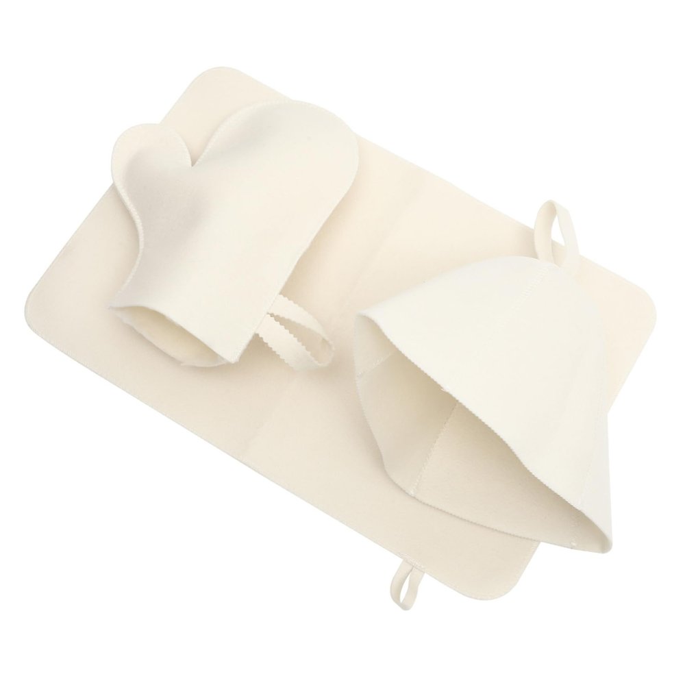 BESPORTBLE 1set Sauna Cap Women Sauna Hat Mitten Mat Comfortable Felt for Extended Use for