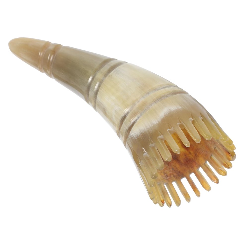 HAPINARY Horn Wide Tooth Scalp Treatment Comb 6 Inch for Hair Care and Dandruff Removal Comfortable Grip for Relaxing Scalp Massage
