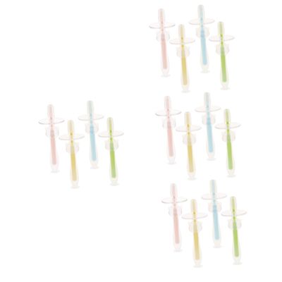Angoily 16pcs Silicone Toothbrush for Boy Girl Training Toothbrush for Months and up Suction Base for First Brushing Experience