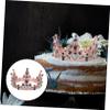 DOITOOL 3pcs Wedding Cake Crown Topper Crystal Ornament Cake Crown Adornment for Birthday Wedding Party Elegant Decor view 3