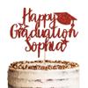Personalised Glitter Graduation Cake Topper By KreateSquare - Congrats Grad Cake Topper - Customised with Any Name, Ideal for University Students. (Red) view 3