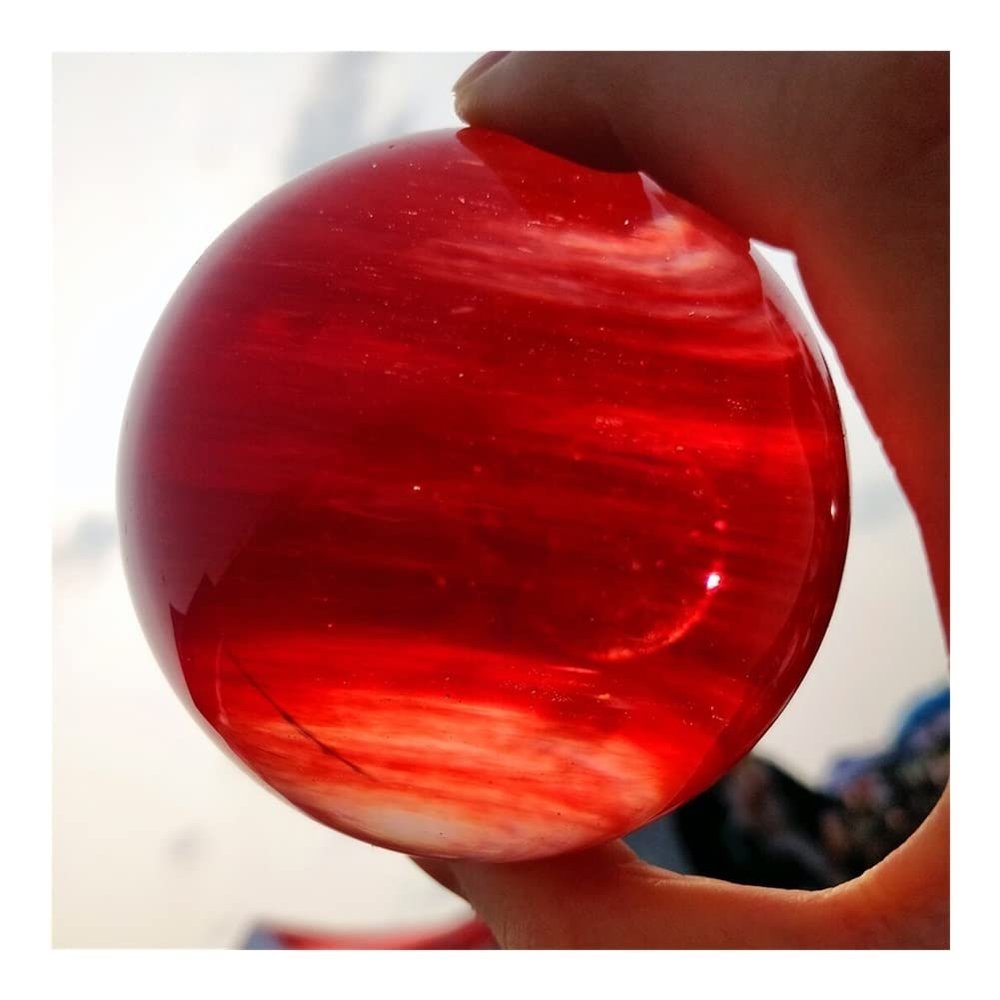 home decoration Beautiful Red Fused Silica Crystal Ball Reiki Decoration Ball Great Choice for Home Decoration (Size : 9-10cm)