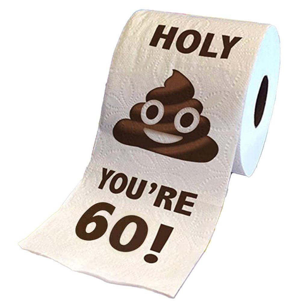 HSEECR Funny Toilet Paper Roll Birthday Decoration, 30th-60th Birthday Gifts for Adults Women Men Gift (60th Birthday)