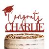 Personalised Glitter Graduation Cake Topper By KreateSquare - Customise with any Name - Congrats Graduation Hat - Ideal for University Students. (Red) view 3