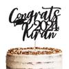 Personalised Glitter Graduation Cake Topper By KreateSquare - Congrats Graduation Hat - Customise with any Name - Ideal for University Students. (Black) view 3