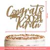 Personalised Glitter Graduation Cake Topper By KreateSquare - Congrats Graduation Hat - Customise with any Name - Ideal for University Students. (Black) view 4
