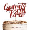 Personalised Glitter Graduation Cake Topper By KreateSquare - Congrats Graduation Hat - Customise with any Name - Ideal for University Students. (Red) view 3
