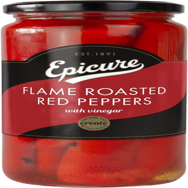 Epicure Flame Roasted Red Peppers Jar, Vinegar Infused 480 g (Pack of 1)