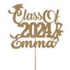 Personalised Graduation Glitter Cake Topper By KreateSquare - Customise Cake Topper Customise any Name - Congrats Graduation Hat Student Class of 2024. (Gold) view 1
