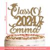 Personalised Graduation Glitter Cake Topper By KreateSquare - Customise Cake Topper Customise any Name - Congrats Graduation Hat Student Class of 2024. (Gold) view 4