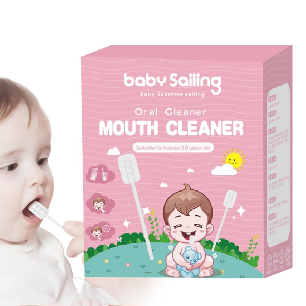 FLAVAS Baby Tongue Cleaner | 30 Disposables Gauze Toothbrush | Soft Oral Cleaning Sticks, Gum Cleaner with Paper Handle for Mouth Care