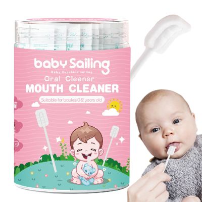 FLAVAS Baby Tongue Cleaner | 30 Disposables Gauze Toothbrush | Soft Oral Cleaning Sticks, Gum Cleaner with Paper Handle for Mouth Care