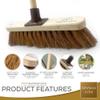 12 Soft Broom Indoor with Durable Support Bracket and 120 cm Wooden Handle Natural Coco Bristle Brush Sweeping Brush  Ideal for Cleaning Wooden, Decking, Concrete Floors and Patios view 2