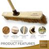 18 Soft Broom Indoor with Durable Support Bracket and 120 cm Wooden Handle Natural Coco Bristle Brush Sweeping Brush  Ideal for Cleaning Wooden, Decking, Concrete Floors and Patios view 2
