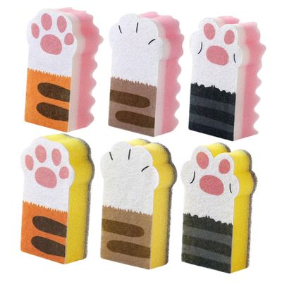 DECHOUS 6pcs Cat Claw Sponge Wipe Kitchen Scrub Dish Brush Cleaning Sponge for Washing Dishes and Kitchen Use
