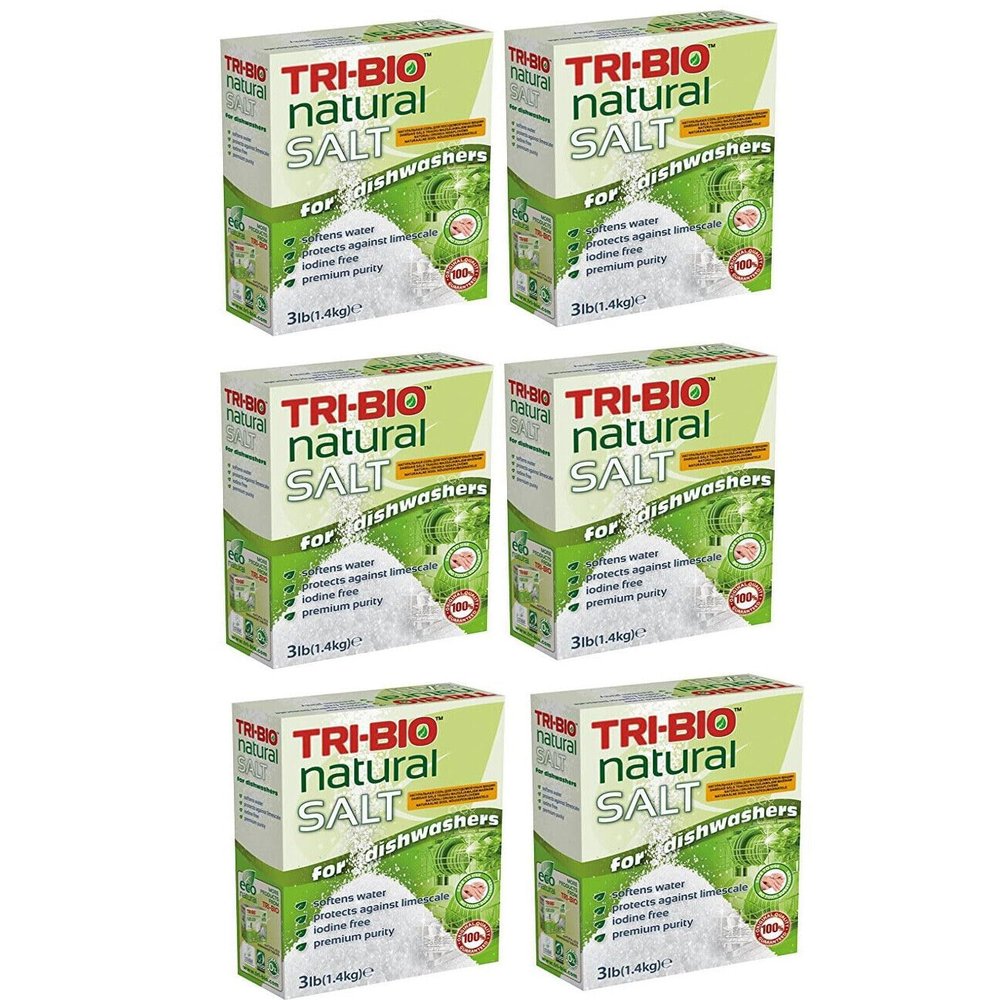 Case of 6 x Tri-Bio Natural Dishwasher Salt 3lb (1.4kg)