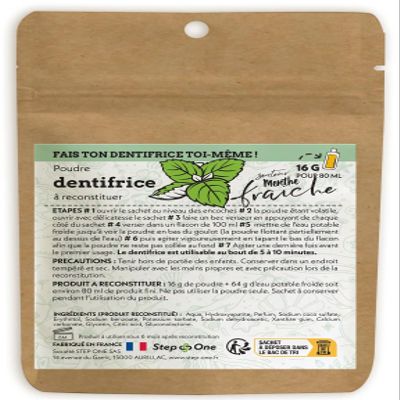 Toothpaste Powder - Fresh Mint - no Fluoride - DIY self Mixing - 16gr = 80ml - Step One