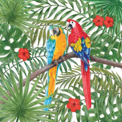 20 Ambiente Paper Napkins "Parrots" Vintage Table Decoration with Motif Also for Party or Decoupage 33 x 33 cm