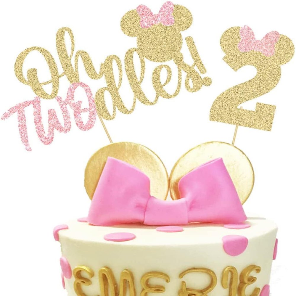 10 Pack Oh Twodles Mouse Themed Cake Topper For Baby Shower Kids 2nd Birthday Theme Party Supplies