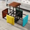 Square Ottomans Multi-function Magic Cube Stool, Modern Home Living Room Sofa 5 In 1 Stool with PU Leather Seat and Swivel Wheels view 2