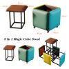 Square Ottomans Multi-function Magic Cube Stool, Modern Home Living Room Sofa 5 In 1 Stool with PU Leather Seat and Swivel Wheels view 3