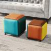 Square Ottomans Multi-function Magic Cube Stool, Modern Home Living Room Sofa 5 In 1 Stool with PU Leather Seat and Swivel Wheels view 4