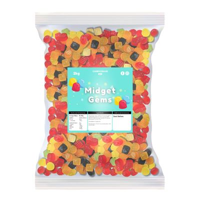 Candycrave Midget Gems  2kg Bulk Bag | Fruity Flavour | Mixed Shapes | Classic Gummy Sweets