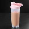 GraSky 700ML Portable Protein Shaker Water Bottle - Creative Leakproof Pink Cup with Scale and Handle view 1