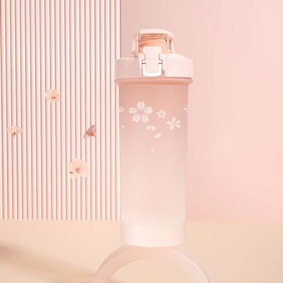 GraSky 800ML/27oz BPA-Free Protein Shaker Bottle - Locking Lid, Shaker Ball, Carry Handle - Gradient Pink