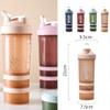GraSky 15-Ounce Pink Protein Shaker Bottle with Powder Storage and Wire Whisk Balls view 3