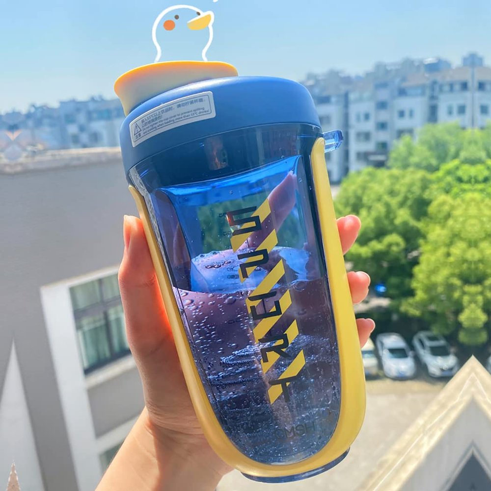 GraSky 590ML Yellow Protein Shaker Bottle with Wire Whisk Ball - Measure, Mix, and Go!