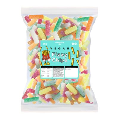 Candycrave Vegan Fizzy Chips  2kg Bulk Bag | Mixed Fruit Flavour | Fizzy Coating | Vegan | Chip Shape