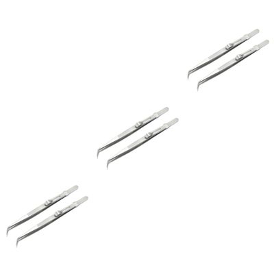 Mipcase 6pcs Steel Elbow Tweezers Set for Machine Repair Multifunctional Pointed Tweezers Kit for Jewelry Holding and DIY Crafts