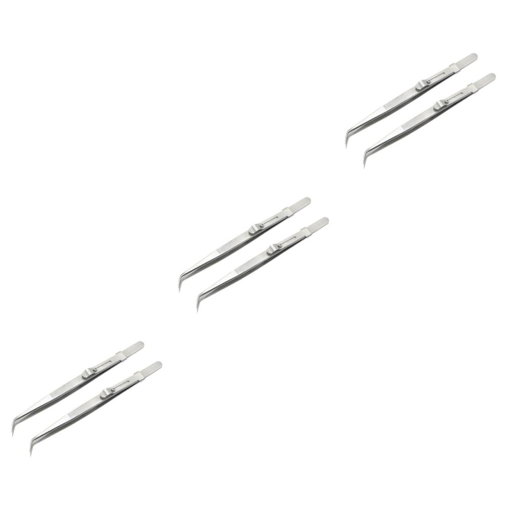 Mipcase 6pcs Steel Elbow Tweezers Set for Machine Repair Multifunctional Pointed Tweezers Kit for Jewelry Holding and DIY Crafts