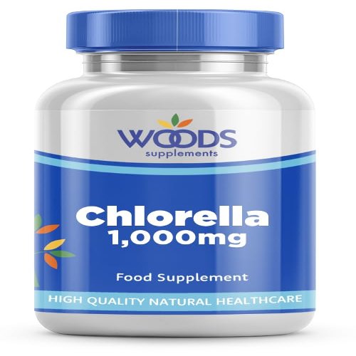 Chlorella 1,000mg (180 Tablets) from Woods Supplements | 1,000mg Chlorella per Tablet | Chlorella Contains Vitamins, Minerals, and Dietary Fibre | Suitable for Vegetarians & Vegans