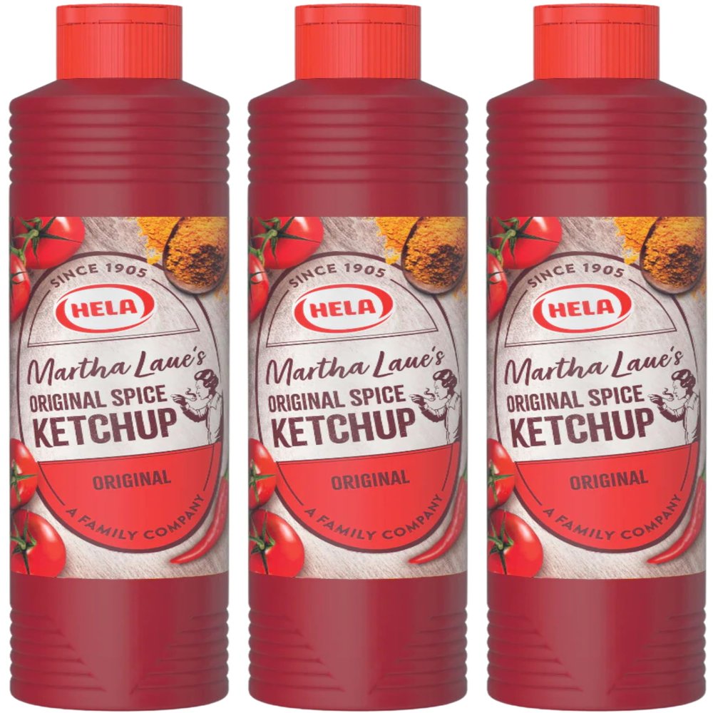 Hela Martha German Curry Ketchup Original 800ml Pack of 3 - Classic Currywurst Joy with a Genuine Spice Fusion - Traditional German Taste