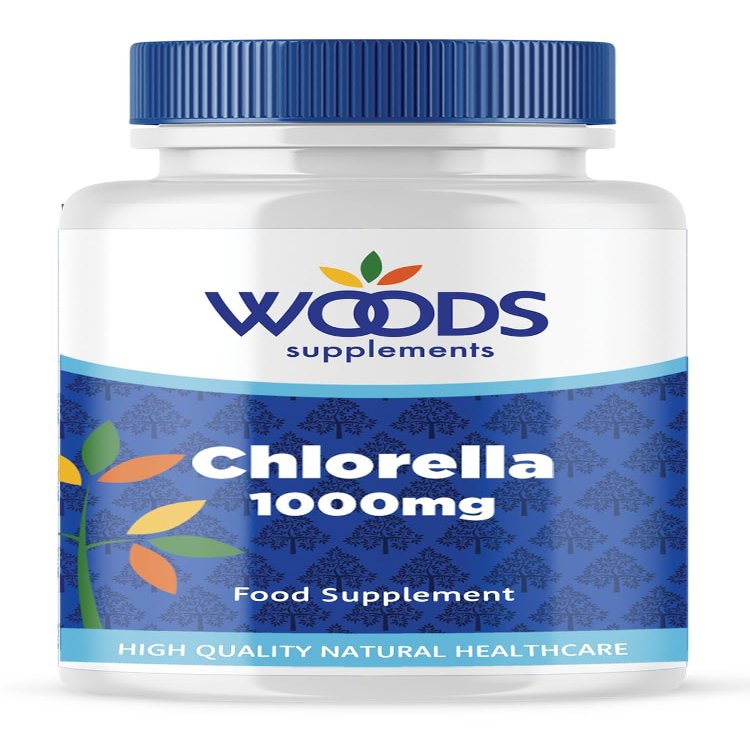 Chlorella 1,000mg Tablets from Woods Supplements | 1,000mg Chlorella per Tablet | Chlorella Contains Vitamins, Minerals, and Dietary Fibre | Suitable for Vegetarians & Vegans (360)