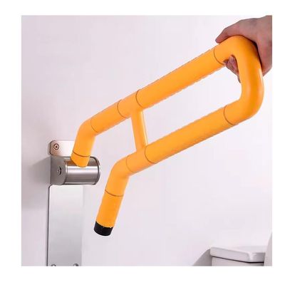 Stair Handrail, Toilet Grab Bar, Anti-Skid Support Rail, U Shaped Flip-Up Grab Bar With Paper Holder, Stainless Steel Handicap Safety Handrails For Disabled Elderly (Color : Yellow, Size : 135x65cm