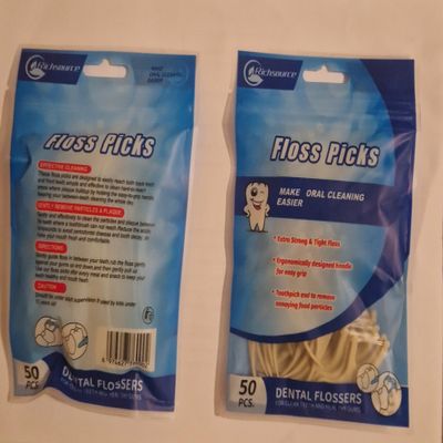 2 Bags of Double Thread Dental Floss Picks, 50 Pieces in A Bag