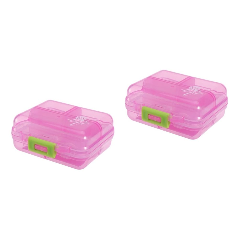 Mobestech 2pcs Portable Case Compartments Double Layer Seal Storage Container Holder for Camping Travel Medicine Organiser for Pill Box Day Medication Organizer for Travel Pill Box
