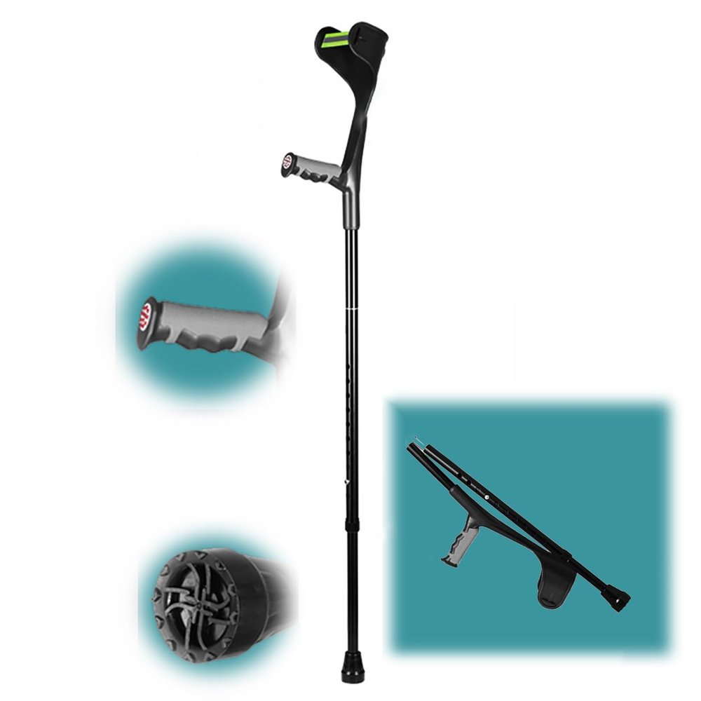 1 Pair Folding Forearm Crutches with Open Cuff, Lightweight Aluminum Elbow Crutch, Portable Walking Aid