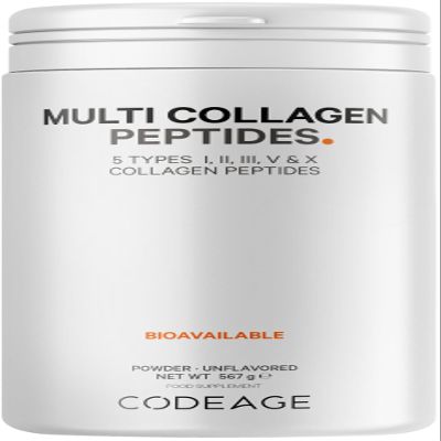 Codeage Multi Collagen Protein Powder Peptides, 2-Month Supply, Hydrolyzed, Type I, II, III, V, X Grass Fed All in One Super Bone Broth Collagen Supplement, Non-GMO, 567 Grams