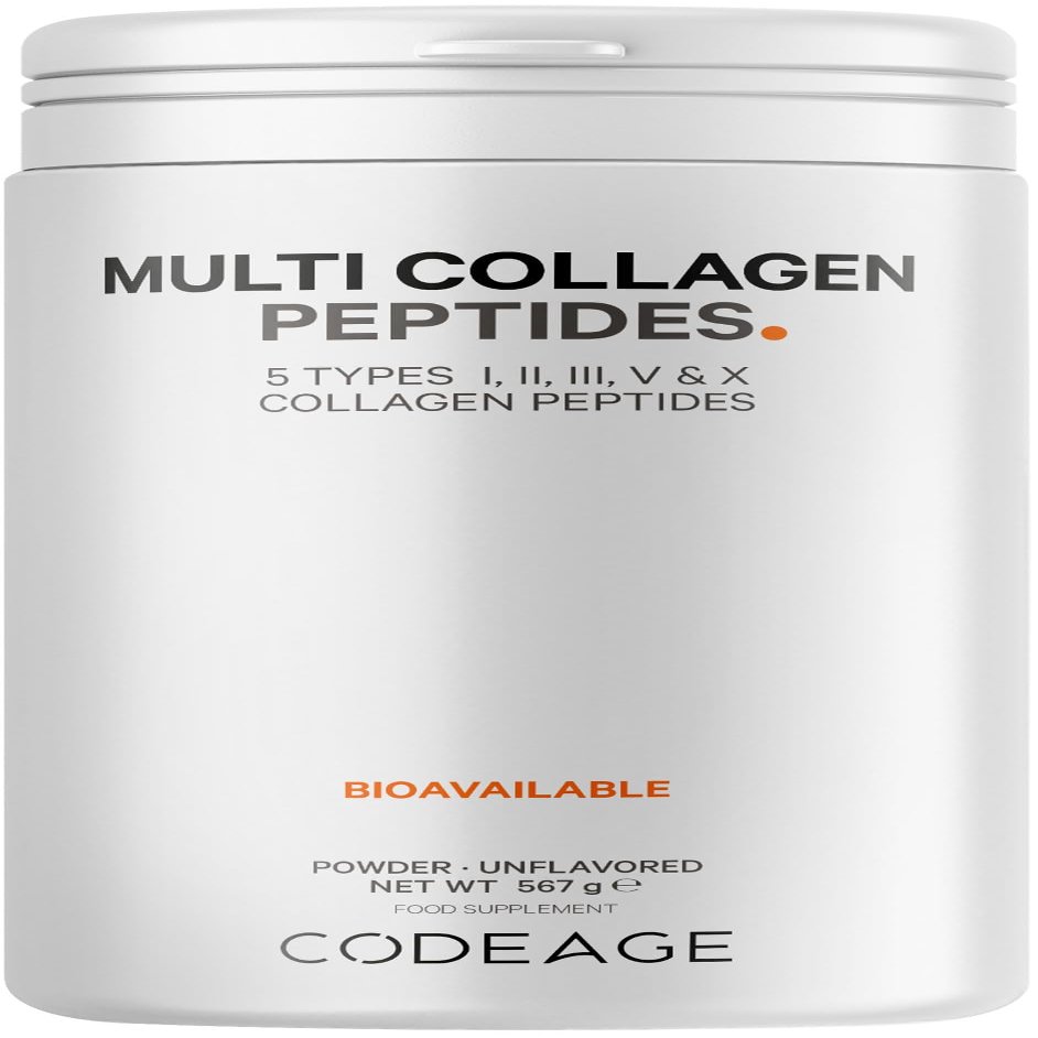 Codeage Multi Collagen Protein Powder Peptides, 2-Month Supply, Hydrolyzed, Type I, II, III, V, X Grass Fed All in One Super Bone Broth Collagen Supplement, Non-GMO, 567 Grams