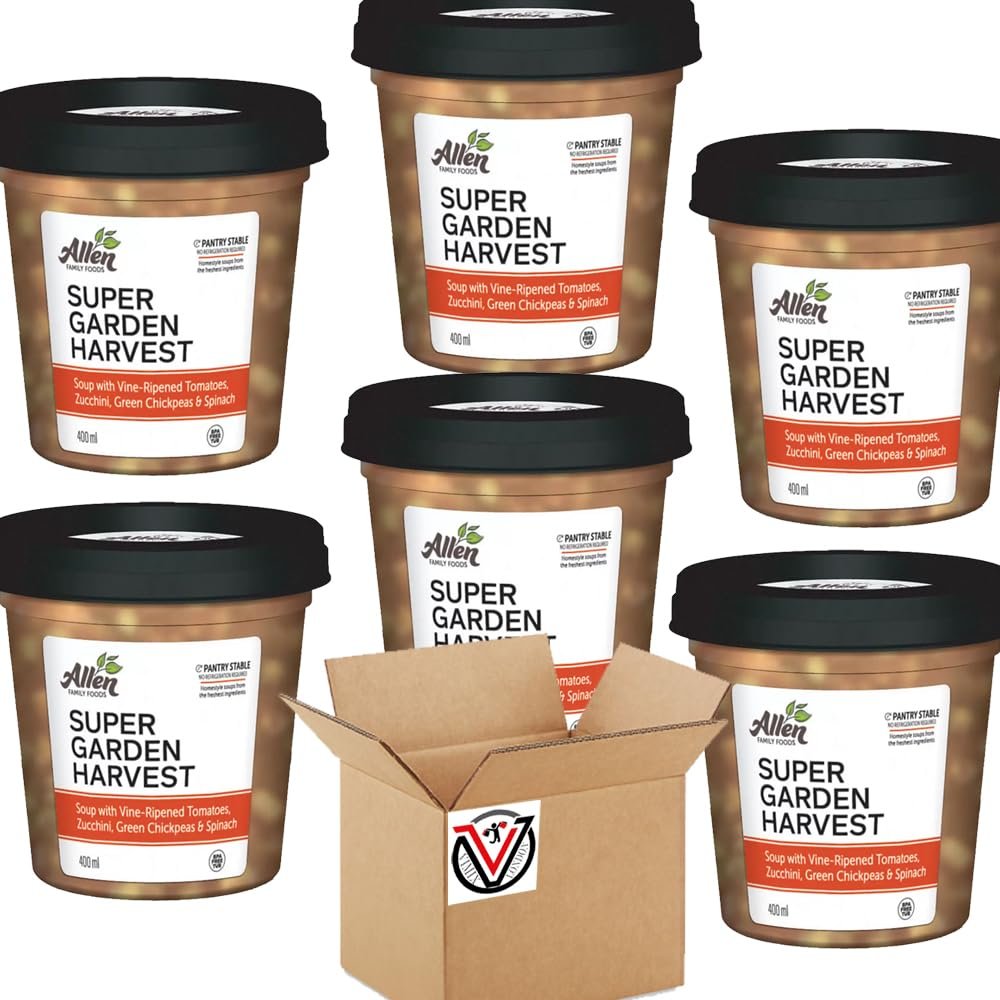Super Garden Harvest Soup 400g - Delicious blend made with vine-ripened tomatoes, zucchini, green chickpeas and spinach | Suitable for Vegans | VIMIX (06 Packs)