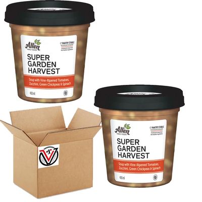 Super Garden Harvest Soup 400g - Delicious blend made with vine-ripened tomatoes, zucchini, green chickpeas and spinach | Suitable for Vegans | VIMIX (02 Packs)