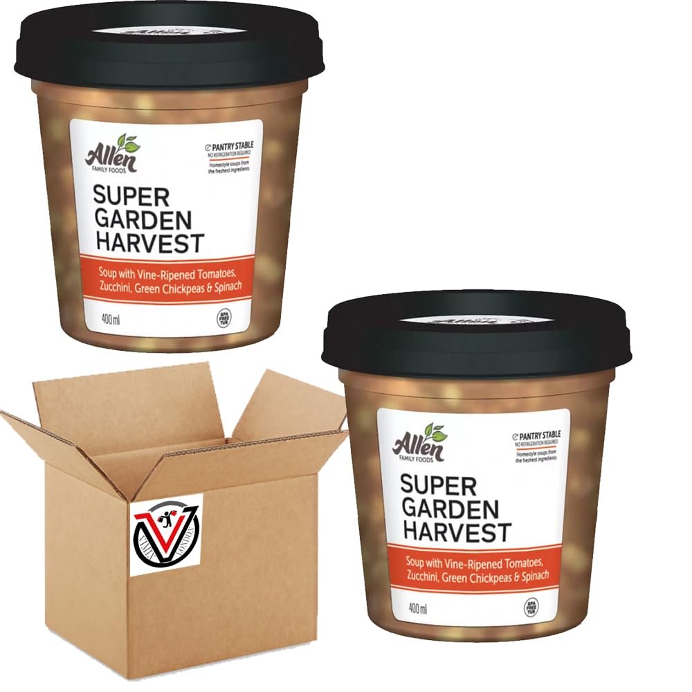 Super Garden Harvest Soup 400g - Delicious blend made with vine-ripened tomatoes, zucchini, green chickpeas and spinach | Suitable for Vegans | VIMIX (02 Packs)